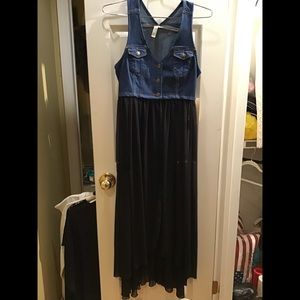 Forever 21 denim dress with sheer skirt.